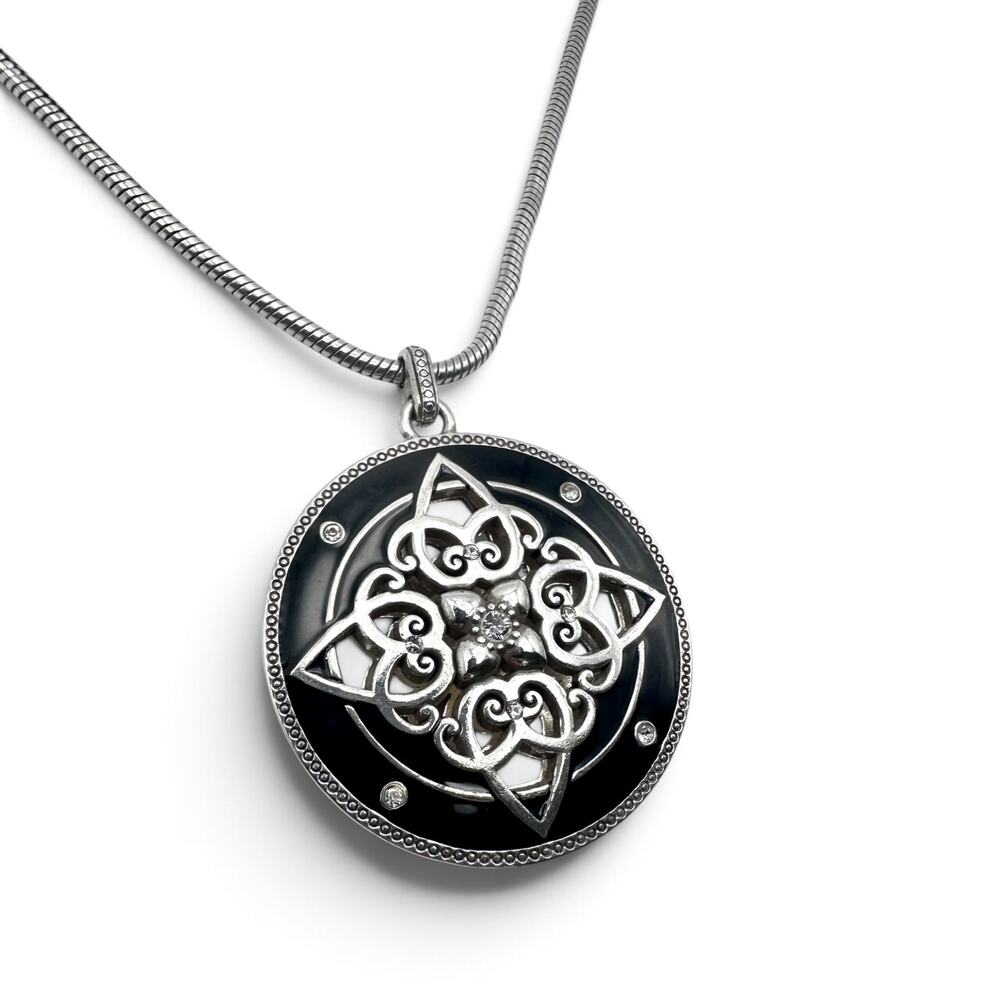 Brighton Black Enamel Celtic Reversible Medallion Necklace